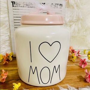 ♡Rae Dunn I LOVE (HEART) MOM kitchen canister! Rare! HTF! Farmhouse home decor!♡